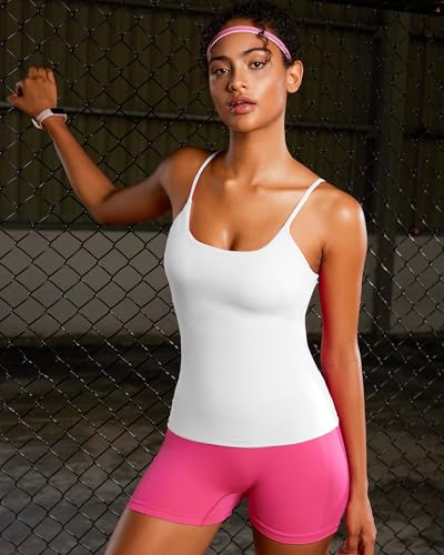 Image of RUNNING GIRL Workout Tank Tops for Women Built in Shelf Bras Padded,Sleeveless Gym Tops Athletic Yoga Shirts(BX3029 White L)