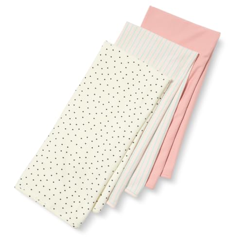 Amazon Essentials Coperte Avvolgenti Unisex Bimbi, Pacco da 3, Pois/Righe/Rosato Opaco, Taglia unica