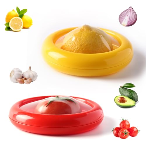 YEJAHY 2 pezzi portafrutta e verdura, contenitore riutilizzabile per conservare alimenti freschi vegetabili (giallo, rosso)
