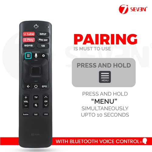 Image of 7SEVEN Compatible of Vu Tv Remote Original Model ERF3F69V Suitable for Smart Android 4k LED FHD UHD QLED Vu Television Remote Control Replicate if Existing Remotes Match Exacly- Pairing Must