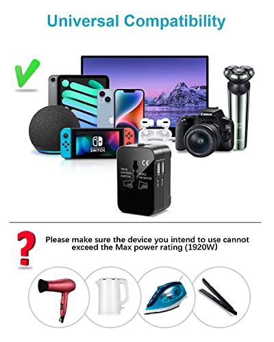 Foto von Reiseadapter Weltweit, Reisestecker Adapter Weltweit mit 2USB und AC Steckdose,Universal Steckdosenadapter Weltweit Travel Adapter International Stecker für Deutschland USA England Thailand Australien