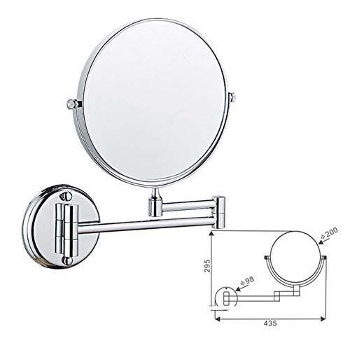 MRJ cosmeticaspiegel wandmontage normaal + 3-voudig 360° draaibaar van kristalglas, roestvrij staal en messing voor… - Afbeelding 3