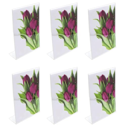 Acan Tradineur - Pack de 6 Portafotos de plástico Transparente, Marcos de Fotos de sobremesa, menú, Carteles, decoración, hogar (Vertical - 10 x 15 cm)