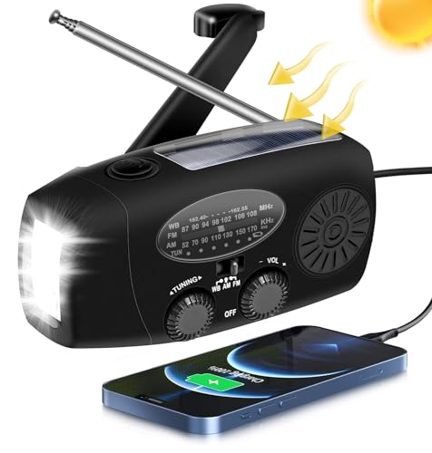Radio a Manovella Portatile AM/FM 4000 mAh con Torcia