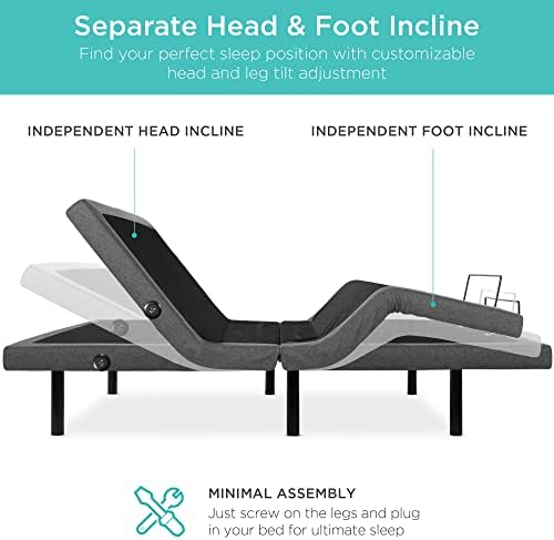 Best Choice Products Queen Size Adjustable Bed Base for Stress Management with Massage, Remote Control, USB Ports