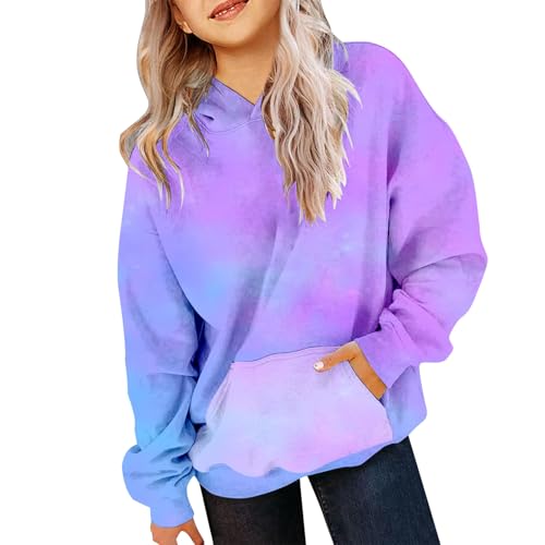 Girls' Tie Dye Sweatshirt Gradient Color Oversized Hoodies Y2K Streetwear Pullover Tops Kids Fashion Casual School Clothes