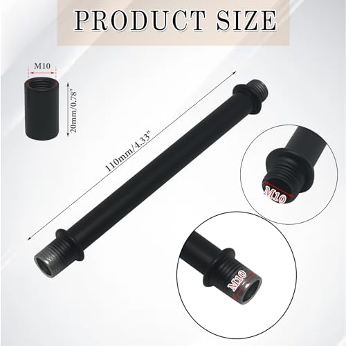 Image of 4pcs Black M10 Straight Pipe Lamp Stem Kit with Connector,Threaded Extension Rod Metal Lamp Parts Replacement,with 4pcs M10 Connector(Length:110mm /4.33 inch)