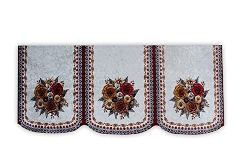 Image of The Furnishing Tree Velvet Floral Pattern 3 Pieces Bottom only 3 Seater Sofa Cover Set Red