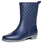  Halbhohe Gummistiefel Damen Kurz Frauen Regenstiefel Stiefeletten Gartenarbeit Mode Outdoor Boots Blau 39