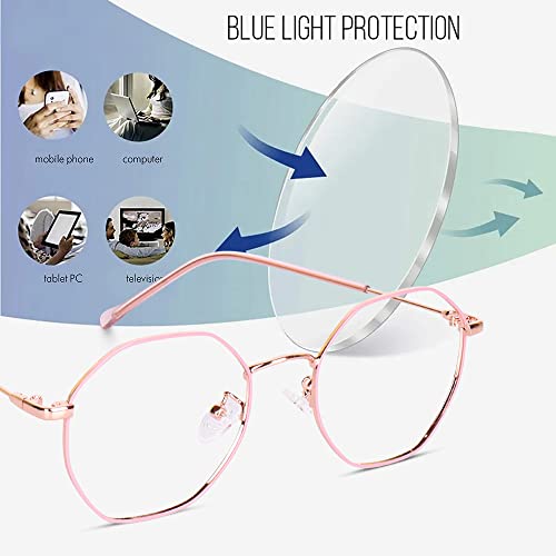 Image of Hexagonal Shape Blue Cut Antiglare Zero Power Computer Eyeglasses For Men And Women | Blue Light Filtering Glasses For Computer And Mobile Use | 100% UV Protection