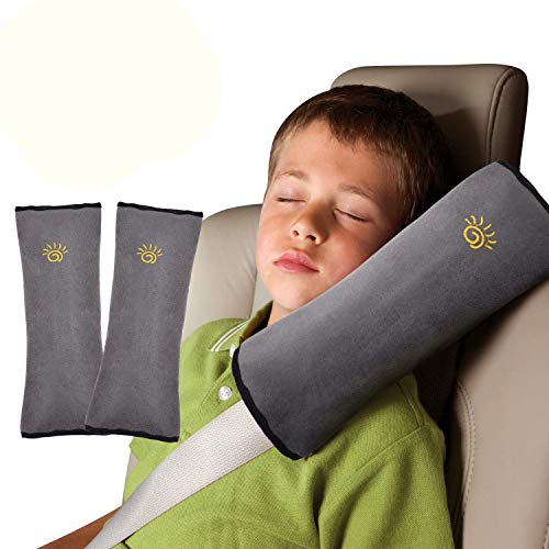 2pcs Almohadillas de Cinturn Seguridad para Nio Desmontable Proteccin Hombro Cojn Amortiguador del Vehculo Ajuste Soporte de la Cabeza
