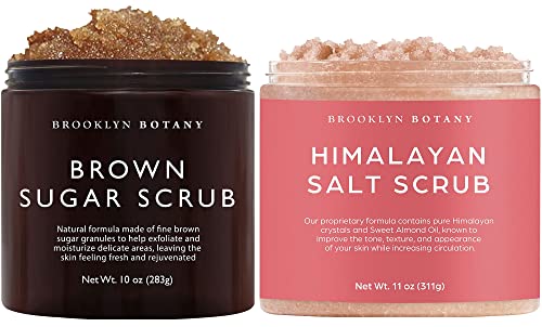 Brooklyn Botany Himalayan Salt Body Scrub and Brown Sugar Body and Foot Scrub - Natural Exfoliator and Moisturizer Scrub â Anti Cellulite Scrub for Stretch Marks and Veins - Gift for Women - 10 ozâ¦