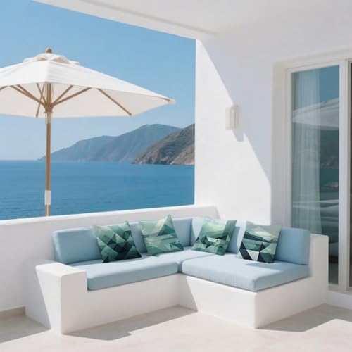 Taie d'oreiller décoratif turquoise 50x50cm en velours géométrique chic