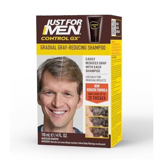 Just for Men Control GX Grey Reducing Shampoo for Lighter Shades of Hair, Blonde to Medium Brown, Gradual Hair Color, 4 Fl Oz - Pack of 1 (Packaging May Vary)