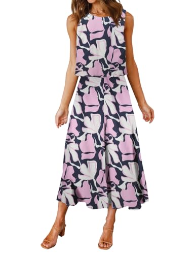 ROYLAMP Women's Summer 2 Piece Outfits Round Neck Crop Basic
