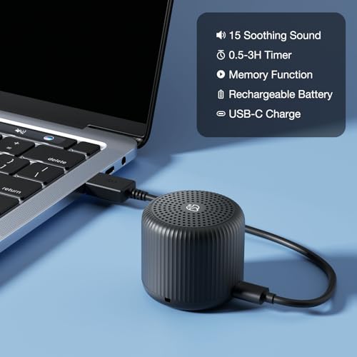 Image of White Noise Machine Baby Portable Sound Machine,LEICEX Travel Sound Machine,15 Non-Looping Sound Timer and Memory Play, Mini White Noise Machine for Sleeping Office Travel (Black)