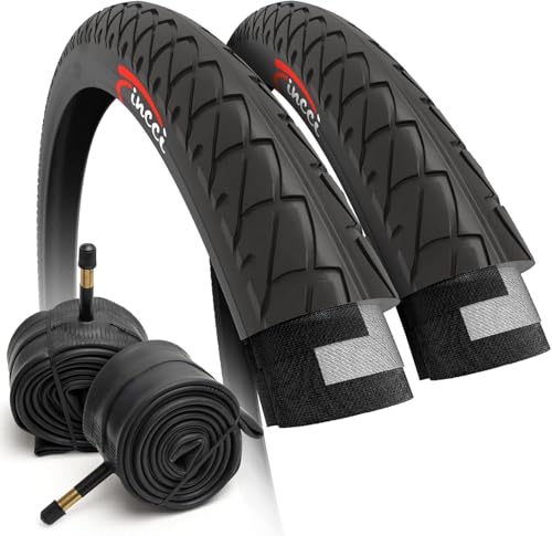 Fincci Pair 26 inch Bike Tires - Foldable Slick 26 x 1.95 Bike Tires for...