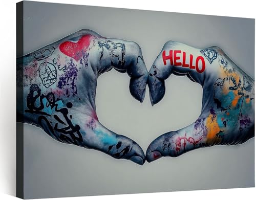 Tableau decoration murale cadre bois street art toile 40x30 cm