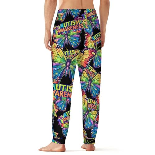 Autism Awareness Butterfly Men's Pajama Bottoms Sleep Lounge Soft Comfy Pants Sleepwear3