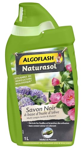 Algoflash naturasol jabón Negro Concentrado, para la Limpieza de los árboles y del Interior de la casa, Utilizar en Agricultura orgánico, 1 L, biosav1000 a