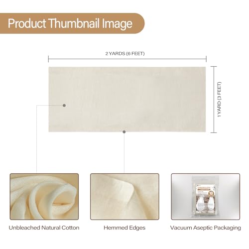 eFond Cheesecloth, 18 Square Feet Grade 100 Cheese Cloths for Straining Reusable, Washable, Lint Free and Ultra Fine Mesh Unbleached Pure Cotton Muslin Cloths for Cooking with Hemmed 2 Edges (2 Yards) - Thumbnail 6