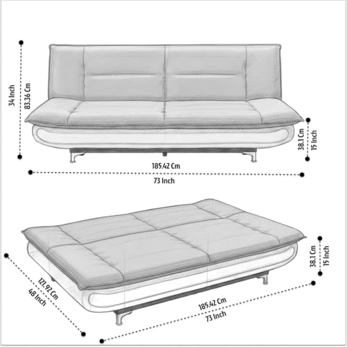 Image of Torque Siesta 3 Seater Sofa Cuma Bed for Sleeping - Grey & White | Premium Suede Fabric Sofa Cum Bed 6x4 Feet | Foldable Sofa Beds for Festival Gifts Set Home Decor