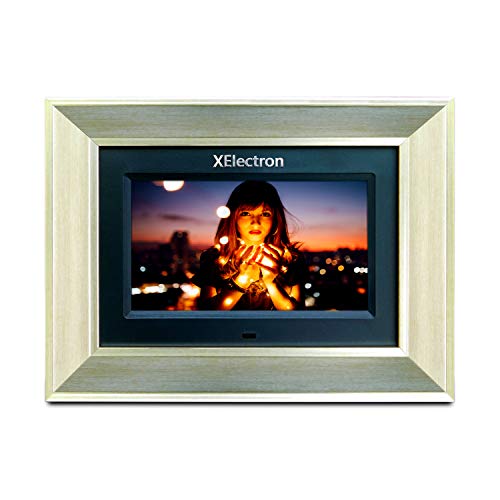 Image of XElectron 7 inch IPS LED Digital Photo Frame with HD Display, Auto-Rotate, Play Photos, Videos, Music and Slideshow with SD Card, USB Ports (Silver)