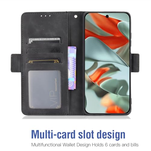 Asuwish Compatible with Google Pixel 9 Pro XL Wallet Case and Tempered Glass Screen Protector Card Holder Stand Leather Flip Cell Accessories Phone Cover for Pixel9 9Pro 9ProXL Nine Women Men Black - Image 2