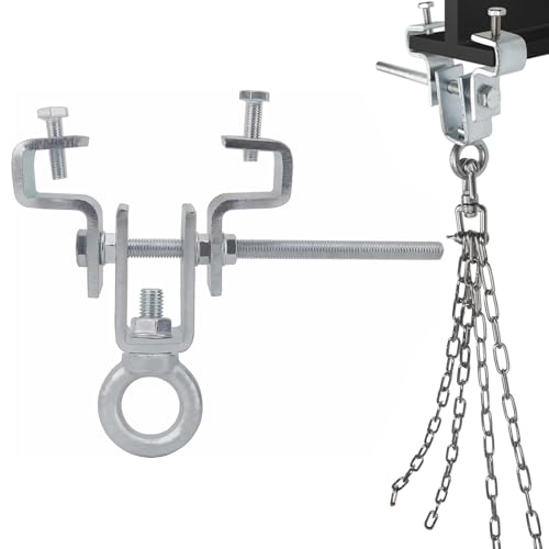 Jiaxitek Heavy Duty I-Beam Clamp Holder, Boxing Bag Hanger/Lifter, Adjustable 2.5'-7.5' Steel Beam Clamp, 550lb Capacity, with Swivel Chain and Attachment Ring