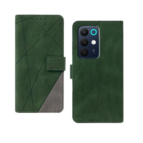 Image of amazon basics Realme 15X 5G Flip Cover | Card Pockets Wallet & Stand | Flip Cover for Realme 15X 5G (Green with Grey)