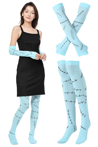 ALUNME Halloween Costume Women Arm Sleeves Halloween Thigh Highs for Cosplay and Parties Christmas Sleeves Leggings