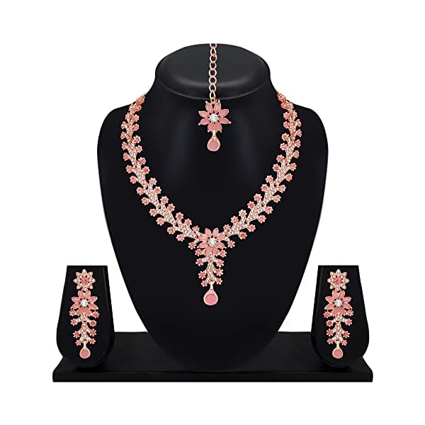 Atasi International Diamond Necklace Jewellery Set for Women with Earrings and Maang Tikka for Wedding, Party, Engagements & Festivals - Image 7