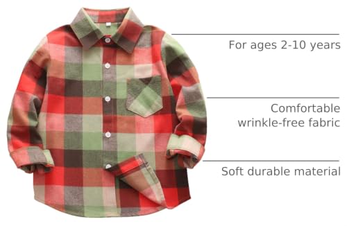 Image of Phorecys Girls' Plaid Flannel Shirt Long Sleeve Button Down Buffalo Checkered Shirt 2T-10 Years