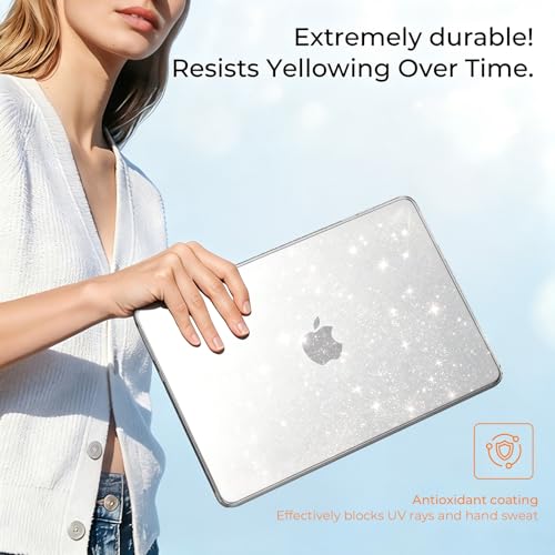 Image of EooCoo Compatible with Apple 2026 MacBook Neo Case 13 inch Mac Laptop A3404 A18 Pro Chip & 13 inch Liquid Retina Display, Sparkly Transparent Hard Shell Cover, Plastic Snap-on Skin - Glitter Crystal Clear