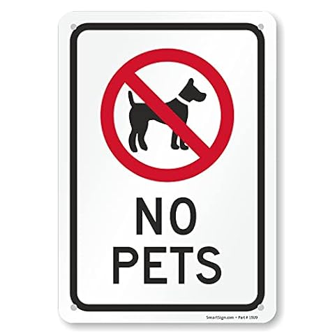 SmartSign -K-1193-AL znak "No Pets" | 18 cm x 25 cm aluminium - czarny/czerwony na białym