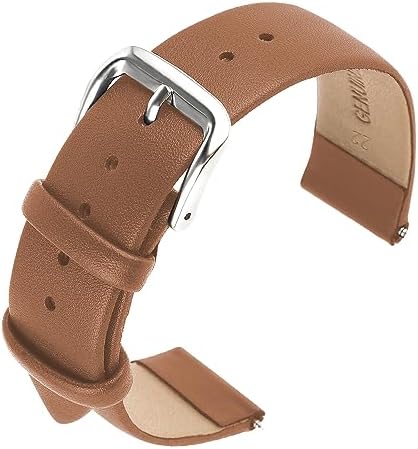 cobee Leather Watch Straps, Soft Calfskin Leather Watch Band Quick Release Leather Replacement Watchband for Men Women Universal Watches Bracelet Stainless Steel Clasp Buckle