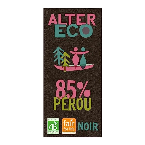Alter Eco – Comercio justo – Alter Eco – Comercio justo – Chocolate negro absoluto 85% Perú Orgánico 100 g – 100 g – Paquete de 3 unidades – Se vende en un set