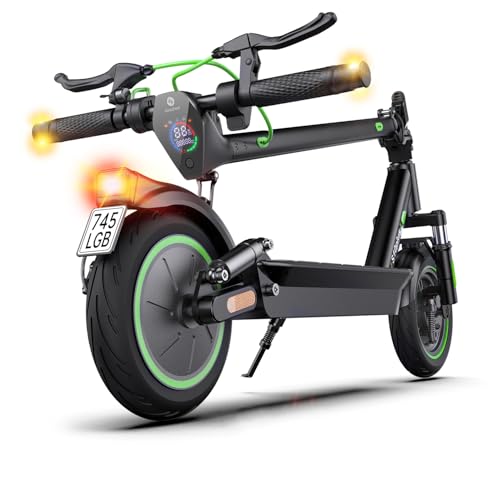 E Roller mit Straßenzulassung, Max 60KM Reichweite E Scooter mit Blinker, 10 Zoll Elektroroller mit Dämpfung und APP, Faltbarer Elektro Scooter bis 120KG, 500W Elektro Roller Erwachsene für Pendeln