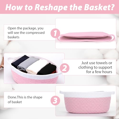 Image of woric Baby Gift Baskets Empty 12 inchX 8 inch X 5 inch Small Pink Basket for Gifts