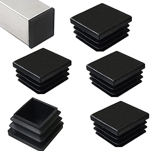 4 Bouchons Carrés En Plastique PE – 80 X 80 Mm – Pour Obturer Des Tubes Ou Tuyaux Carrés – Noir