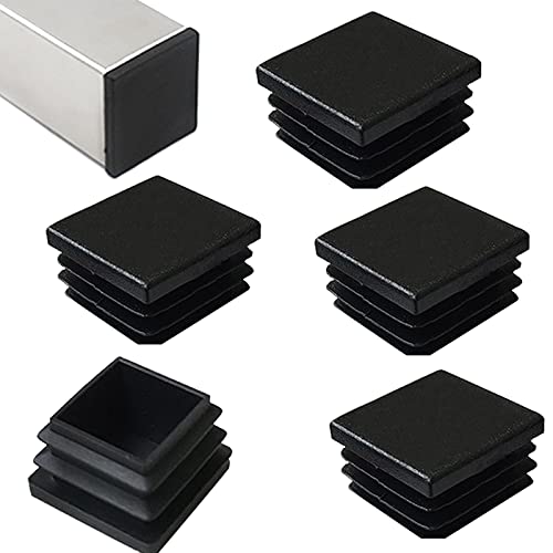 HJYZY Square Plastic Plug Insert 80 x 80mm Black Square Tubing Plastic Plug for Metal Tubing Fence Glide Insert for Pipe Post Chairs and Furnitures 6pcs