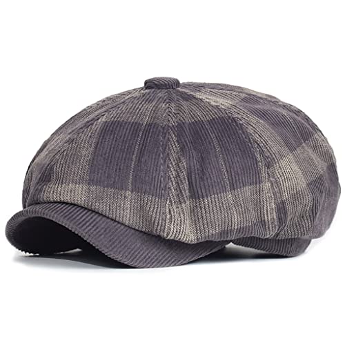 Chapeau de journal épais contre le froid, béret en velours côtelé et casquette plate rétro