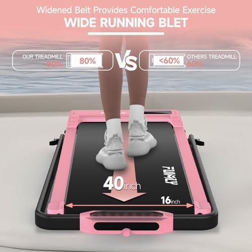 Image of FUNMILY Walking Pad - Foldable Treadmill with Incline, 300 Lb Capacity, Remote Control, LED Touch Screen, 2s Folding, Fuchsia