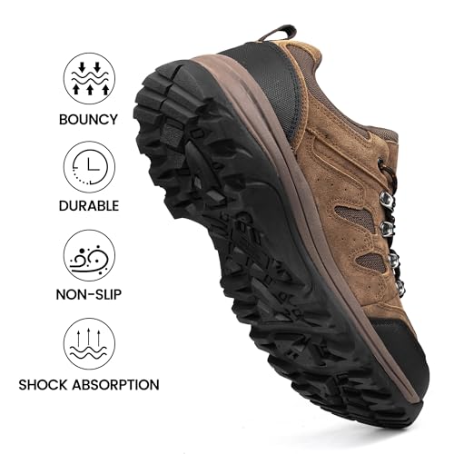 CC-Los Herren Wanderschuhe Wasserdicht | Leichte Trekking Outdoorschuhe Atmungsaktive Walkingschuhe | Braun Größe 44