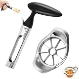 Exprimidor de semilla de manzana, exprimidor de manzana, acero inoxidable, cortador y deshuesador, set para diferentes frutas, ideal para ensaladas, aperitivos y comidas (negro)