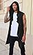 Runcati Herren Rüschen Jacke Lange Kapuze Ärmellos Schal Kragen Cardigan Drapiert Einfarbige Leichte Cape Mantel,Schwarz,XL
