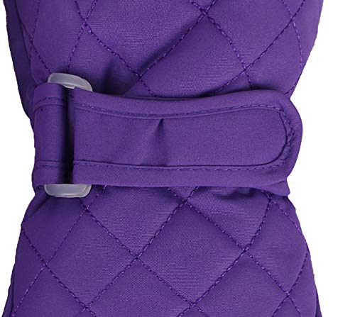 Andorra Kid's Premium Quilted Weatherproof Ski Mittens,M,Purple #TOP6