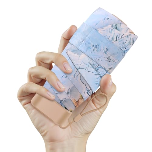 Zidoley Mini paraguas plegable para cartera, UPF 50+protección solar, protección contra la lluvia, paraguas de bolsillo a prueba de viento, mini con funda, diseño compacto, adecuado para bolso