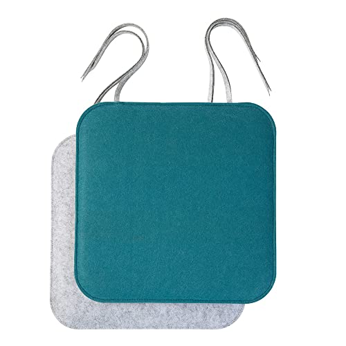 luxdag Cojín de asiento con cinta de fieltro, juego de 2 unidades (color y tamaño a elegir) - Cojín de asiento bicolor para atar para silla, banco y taburete, acolchado con núcleo de espuma Cover
