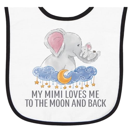 inktastic My Mimi Loves Me To the Moon and Back Elephants Baby Terry Cloth Bib